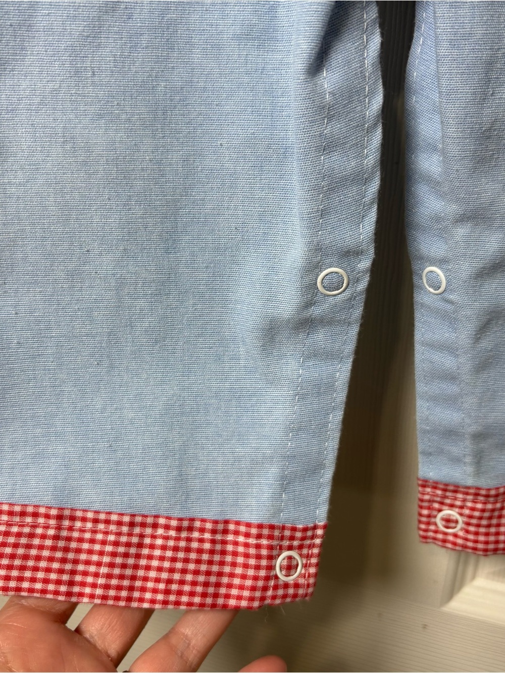 Vintage By Thomas Romper 18 months Toddler Baby Boy Blue Gingham Red Farm Ducks - Picture 8 of 10
